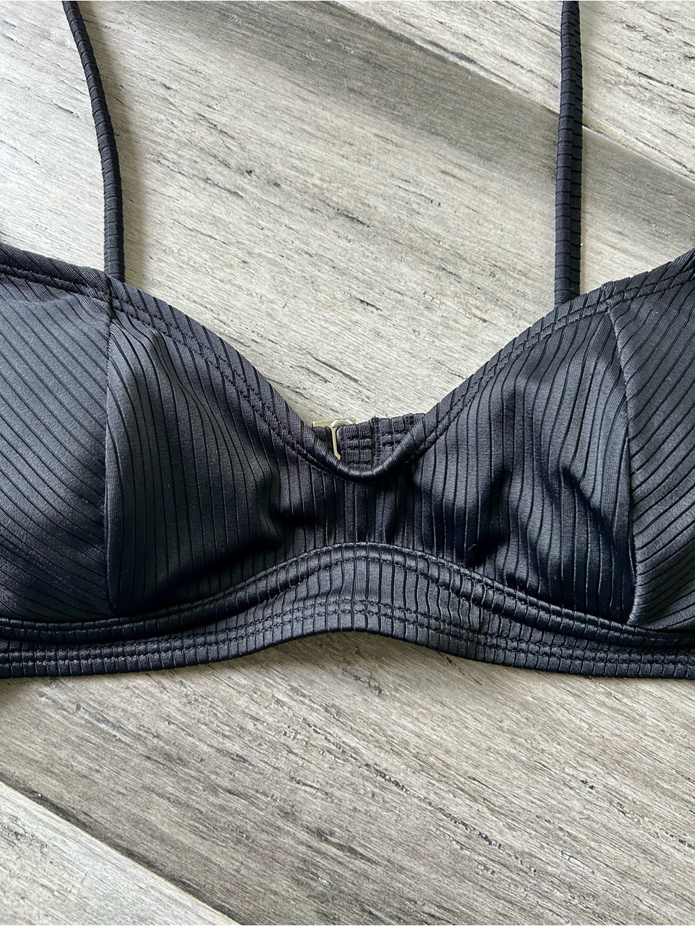 💸 5/20 Xhilaration Black Ribbed Retro Style Bikini Top - Picture 4 of 10